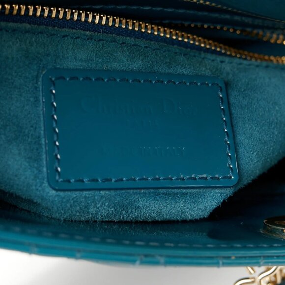 Christian Dior Patent Cannage Small Lady Dior Turquoise - Picture 5 of 9